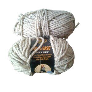 Lot of 2 Lion Brand Yarn Rolls:  Wool-ease Lambswool & Acrylic